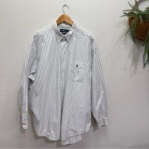 Ralph Lauren men’s size 2X button up 100% cotton white striped button down shirt